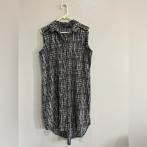 APT 9 Women’s Midi dress Sleeveless Button Down Black Tan Sz Large Vacay Cruise - Picture 1 of 8